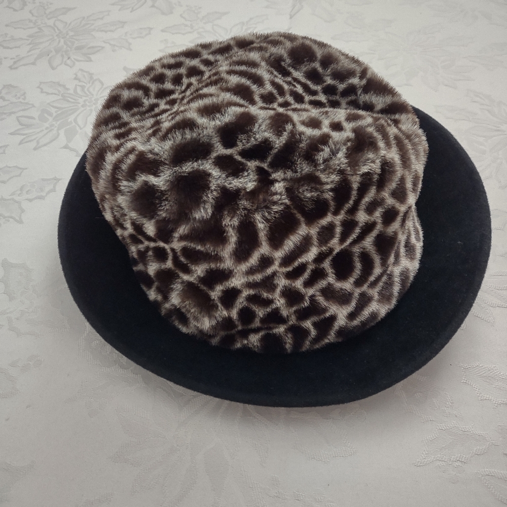 Made in Italy leopard faux fur fedora hat